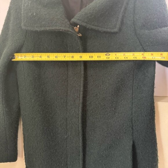 Club Monaco Wool Boucle Zipper Pea Coat Pockets Jacket Green Gold Minimalist M - Picture 14 of 16